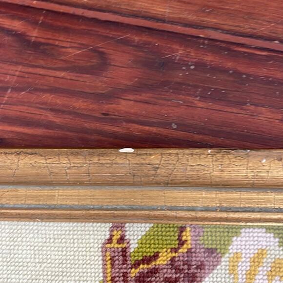 Vintage Judaica handcrafted Framed Needlepoint Jewish Tallit hanging picture - Picture 5 of 6